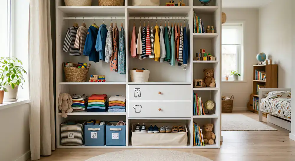 Practical children's wardrobe and storage