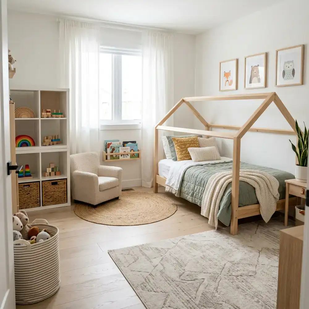 Cozy and modern children's bedroom interior