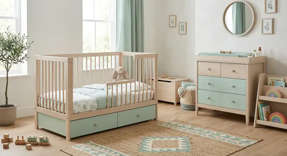 The Scandi Grow collection featuring light ash wood and soft mint accents